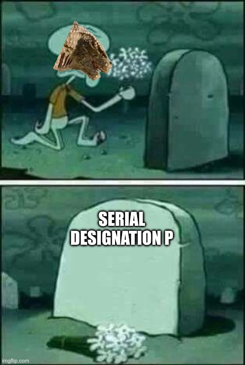 So long, old friend | SERIAL DESIGNATION P | image tagged in grave spongebob | made w/ Imgflip meme maker