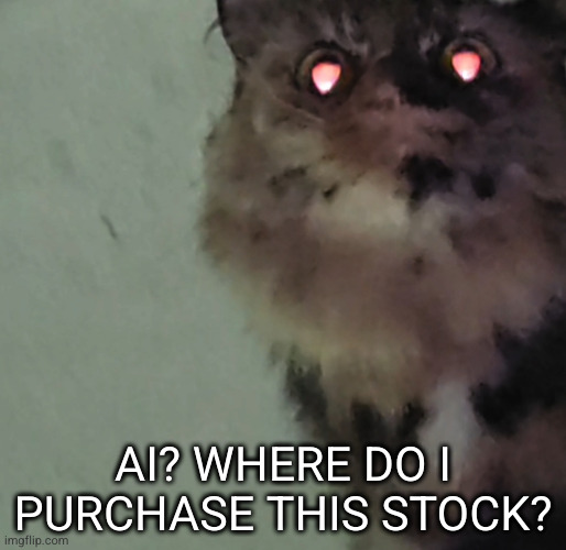 AI? Where may I pur... | AI? WHERE DO I PURCHASE THIS STOCK? | image tagged in demon cat,ai | made w/ Imgflip meme maker