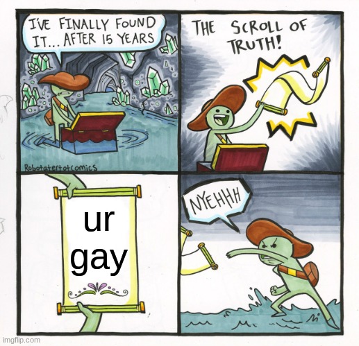 the truth hurts bucko | ur gay | image tagged in memes,the scroll of truth | made w/ Imgflip meme maker