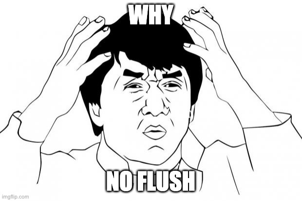Frustrated | WHY; NO FLUSH | image tagged in frustrated | made w/ Imgflip meme maker