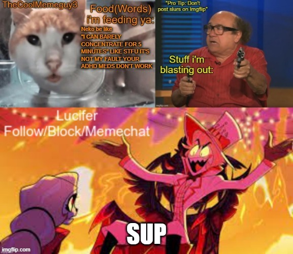 new temp | SUP | image tagged in new temp | made w/ Imgflip meme maker