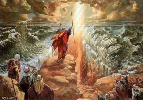 Moses parts the red sea | image tagged in moses parts the red sea | made w/ Imgflip meme maker