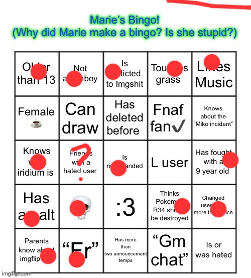 better luck next time | image tagged in the marie bingo | made w/ Imgflip meme maker