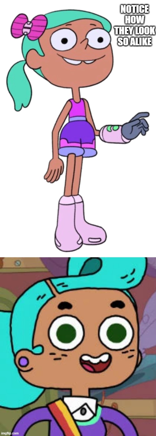 Echo from Oddballs and Mayor Vicki from Cupcake & Dino. Those series have a LOT in common. | NOTICE HOW THEY LOOK SO ALIKE | image tagged in fun,funny,notice | made w/ Imgflip meme maker