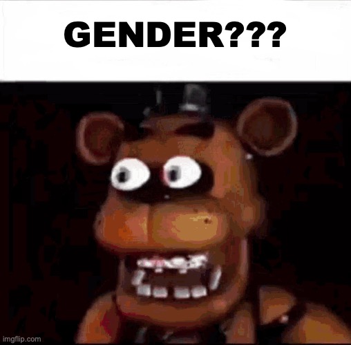 Shocked Freddy Fazbear | GENDER??? | image tagged in shocked freddy fazbear | made w/ Imgflip meme maker