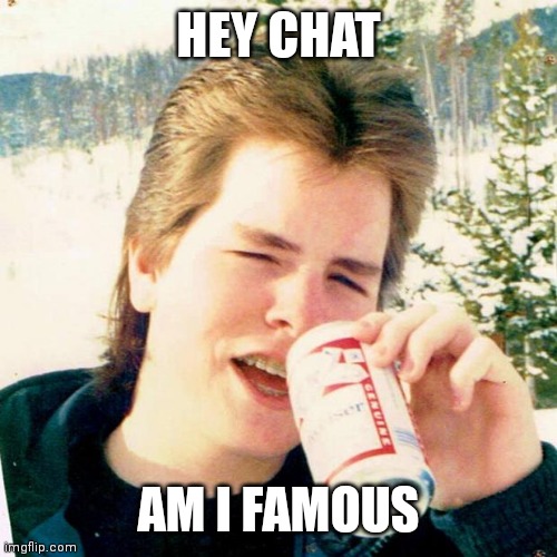 Am i | HEY CHAT; AM I FAMOUS | image tagged in memes,eighties teen | made w/ Imgflip meme maker