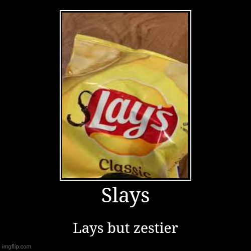 Slays | Slays | Lays but zestier | image tagged in funny,demotivationals | made w/ Imgflip demotivational maker