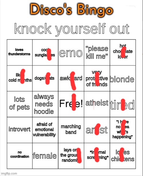 Disco's Bingo | image tagged in disco's bingo | made w/ Imgflip meme maker