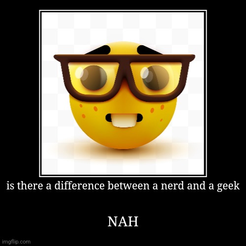 no differentials | is there a difference between a nerd and a geek | NAH | image tagged in funny,demotivationals,nerd,geek | made w/ Imgflip demotivational maker