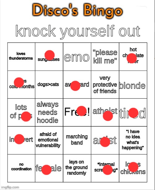 Heya heya | image tagged in disco's bingo | made w/ Imgflip meme maker