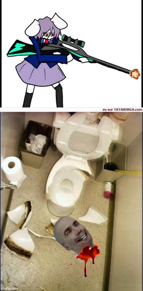 image tagged in reisen ii with a gun,broken toilet | made w/ Imgflip meme maker