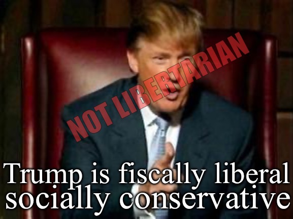 Donald Trump | NOT LIBERTARIAN; Trump is fiscally liberal; socially conservative | image tagged in donald trump | made w/ Imgflip meme maker