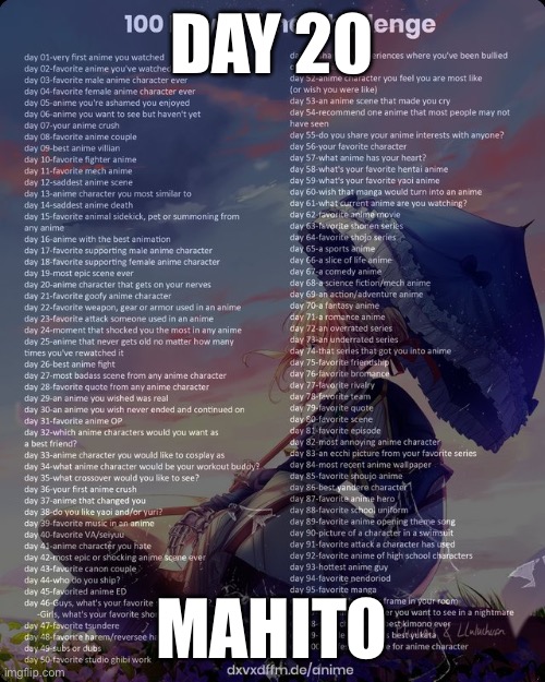 I want him to suffer so badly | DAY 20; MAHITO | image tagged in 100 day anime challenge | made w/ Imgflip meme maker