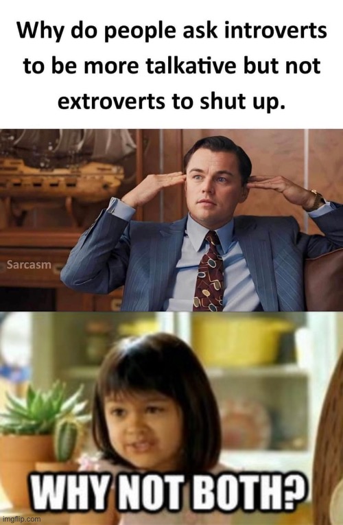 Introverts | image tagged in why not both,introverts,extrovert | made w/ Imgflip meme maker