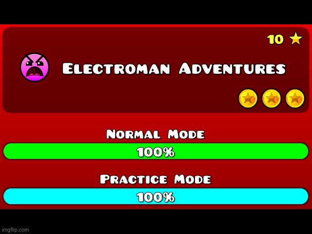 Electroman Adventures 100%! Completion video linked below. | image tagged in geometry dash | made w/ Imgflip meme maker