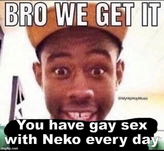 Bro we get it (blank) | You have gay sex with Neko every day | image tagged in bro we get it blank | made w/ Imgflip meme maker