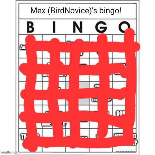 Chat I got a blackout | image tagged in mex bird bingo | made w/ Imgflip meme maker