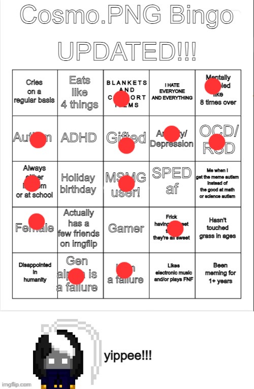 Wreweewearwrw | image tagged in cosmo png bingo updated | made w/ Imgflip meme maker