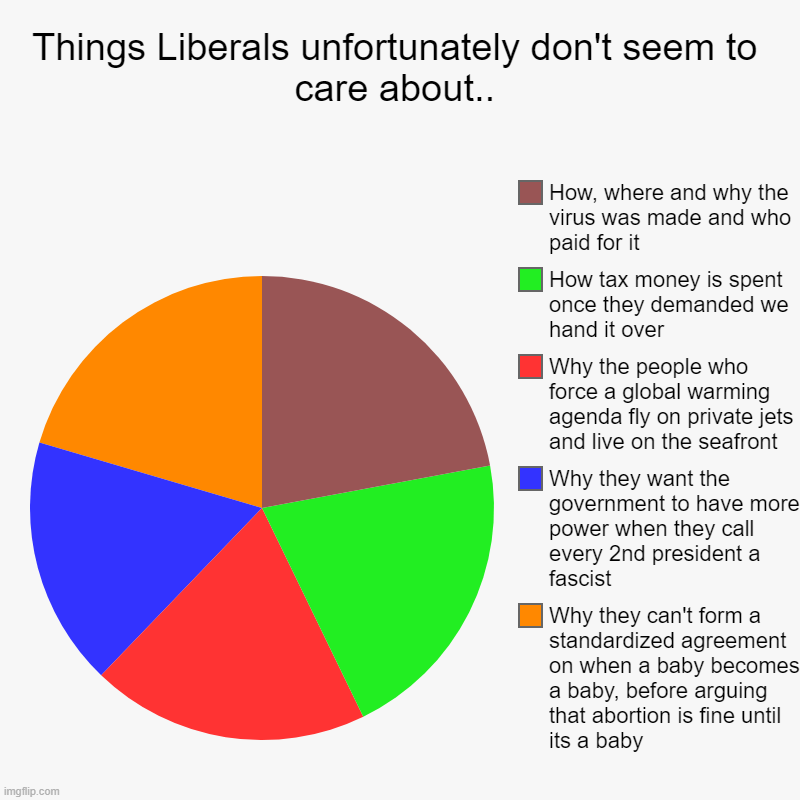 Things Liberals unfortunately don't seem to care about.. | Why they can't form a standardized agreement on when a baby becomes a baby, befor | image tagged in charts,pie charts | made w/ Imgflip chart maker