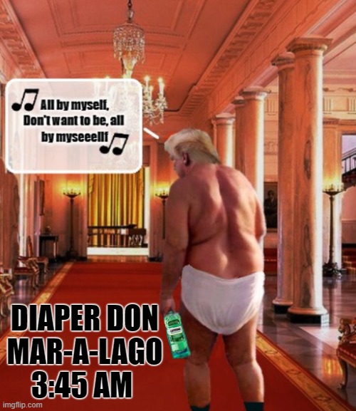 Waiting On The Verdict....With A Bottle of Listerine...And A Full Diaper.. | DIAPER DON
MAR-A-LAGO
3:45 AM | image tagged in donald trump the clown,election,stupid criminals,dirty diaper | made w/ Imgflip meme maker