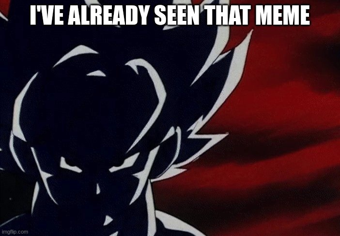 Super Saiyan Goku Stare | I'VE ALREADY SEEN THAT MEME | image tagged in super saiyan goku stare | made w/ Imgflip meme maker