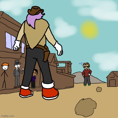 @doromi, western showdown | image tagged in drawing,western,this was really fun to draw,fucking yeehaw | made w/ Imgflip meme maker