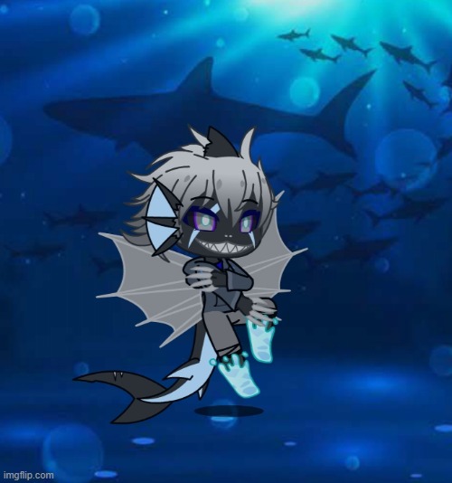 Jolt the black dragonfish | image tagged in gacha club,oc | made w/ Imgflip meme maker