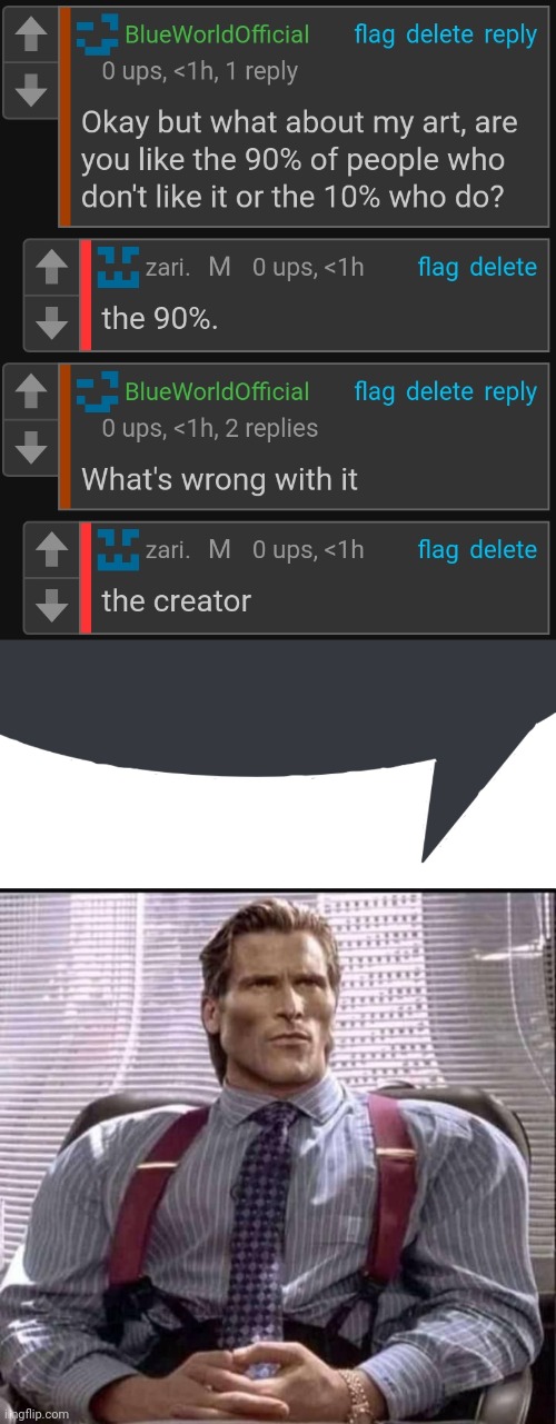 image tagged in discord speech bubble,patrick bateman gigachad | made w/ Imgflip meme maker