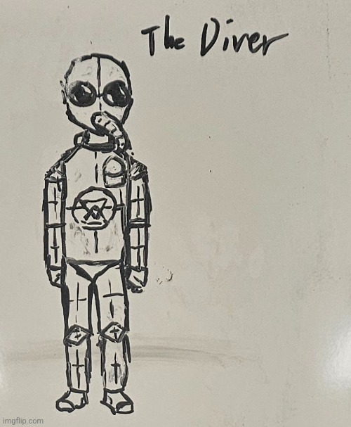 The Diver. He has a flashlight on his chestpiece, his suit is made out of old, rusty steel, and that thing on his mouth is a tub | made w/ Imgflip meme maker
