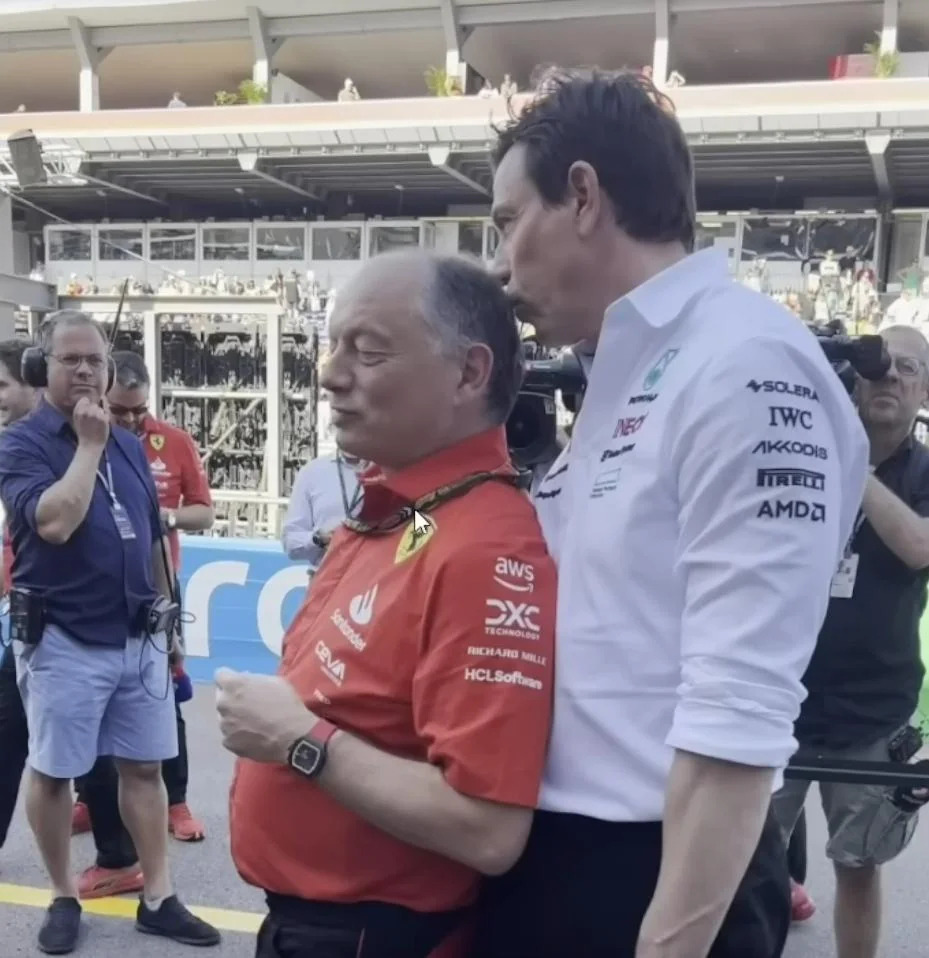 Toto Wolff kissing Fred Vasseur Blank Meme Template