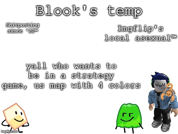 Blook's temp | yall who wants to be in a strategy game, us map with 4 colors | image tagged in blook's temp | made w/ Imgflip meme maker