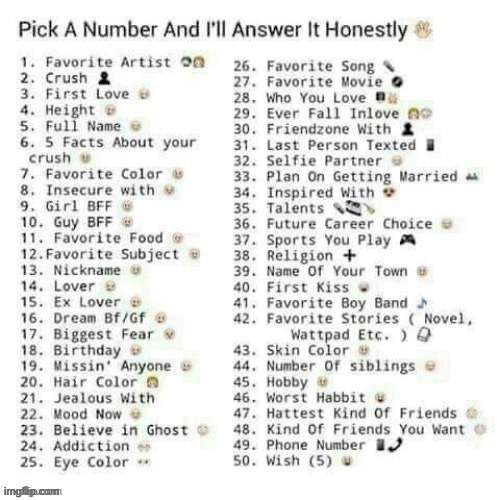 Ask a question | image tagged in pick a number,questionaire,msmg | made w/ Imgflip meme maker