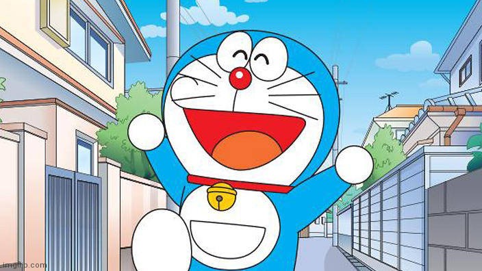 Doraemon happy | image tagged in doraemon,anime,walking,happy,manga | made w/ Imgflip meme maker