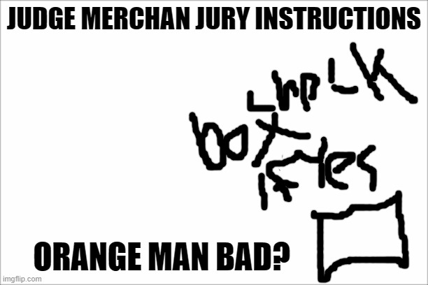 blank slate | JUDGE MERCHAN JURY INSTRUCTIONS; ORANGE MAN BAD? | image tagged in blank slate | made w/ Imgflip meme maker