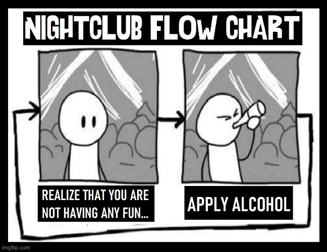 Sometimes, you need instructions | image tagged in vince vance,drinking,clubbing,nightclub,flow chart,cartoons | made w/ Imgflip meme maker