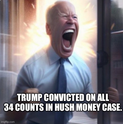It’s Joever conservatives! | TRUMP CONVICTED ON ALL 34 COUNTS IN HUSH MONEY CASE. | image tagged in biden lets go,its joever,trump,prison,criminal | made w/ Imgflip meme maker