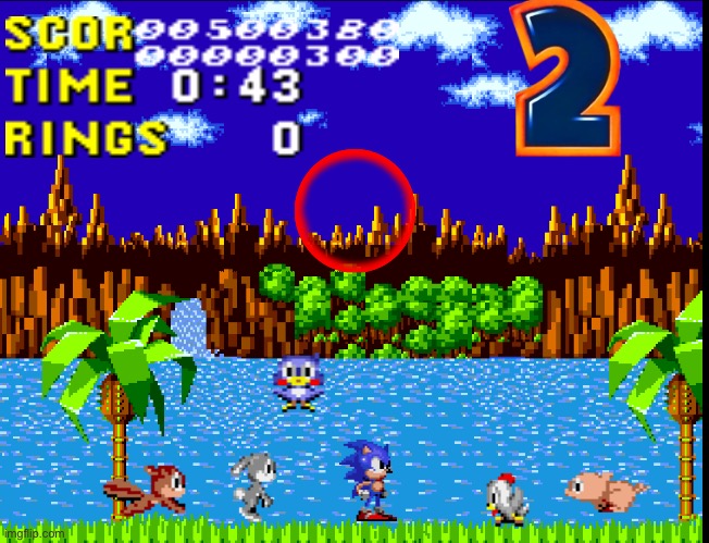 Sonic 2D Blast in sonic 1 romhack when | image tagged in green hill zone | made w/ Imgflip meme maker