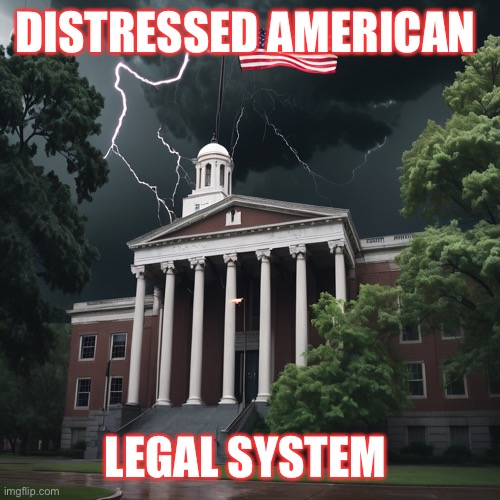 Legal System Distressed | DISTRESSED AMERICAN; LEGAL SYSTEM | image tagged in legal system distressed | made w/ Imgflip meme maker