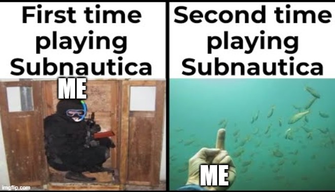 Playing Subnautica | ME; ME | image tagged in playing subnautica | made w/ Imgflip meme maker