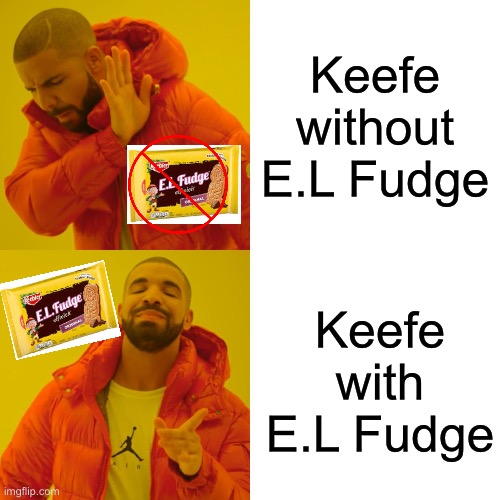 KOTLC el fudge cookies | Keefe without E.L Fudge; Keefe with E.L Fudge | image tagged in memes,drake hotline bling | made w/ Imgflip meme maker