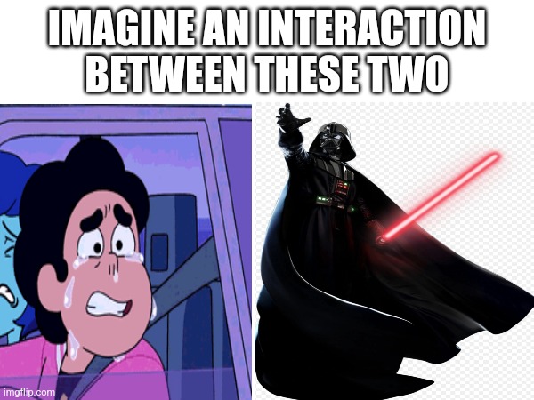Imagine buddy | IMAGINE AN INTERACTION BETWEEN THESE TWO | image tagged in steven universe,star wars,darth vader | made w/ Imgflip meme maker