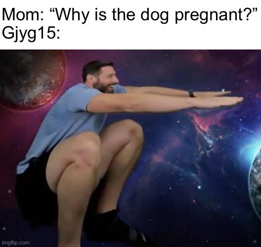The dog | Mom: “Why is the dog pregnant?”
Gjyg15: | image tagged in the dog | made w/ Imgflip meme maker