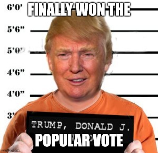 Jurors voted for Trump in a landslide | FINALLY WON THE; POPULAR VOTE | image tagged in donald trump felon in chief | made w/ Imgflip meme maker