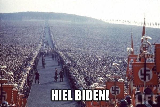 DNC convention 2024 | HIEL BIDEN! | image tagged in nazi rally | made w/ Imgflip meme maker