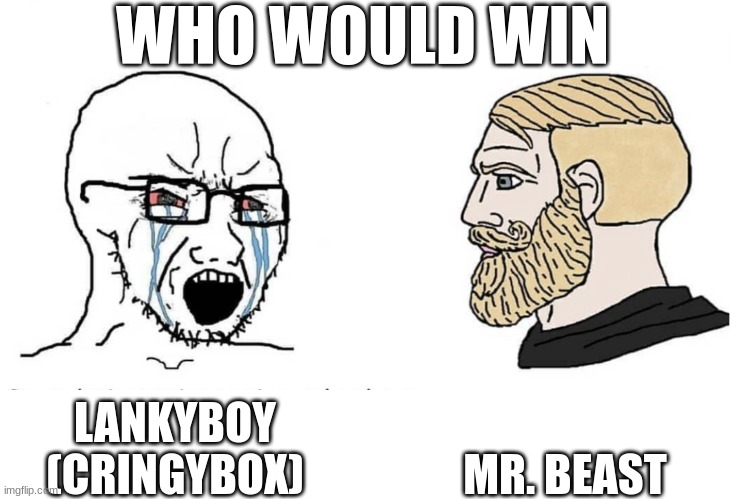 The answer is obvious | WHO WOULD WIN; MR. BEAST; LANKYBOY (CRINGYBOX) | image tagged in soyboy vs yes chad | made w/ Imgflip meme maker