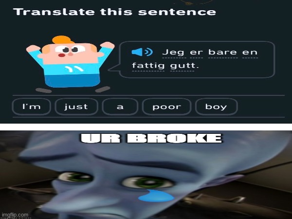 ur broke | image tagged in memes,duolingo | made w/ Imgflip meme maker