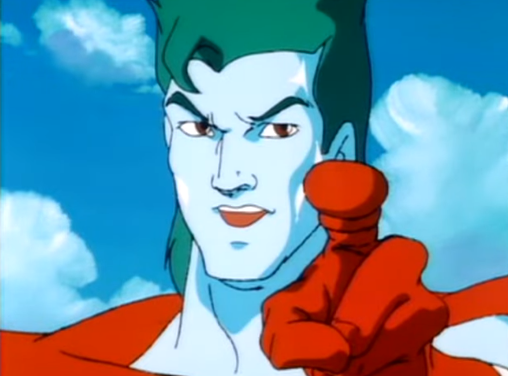 Pointing Captain Planet Blank Meme Template
