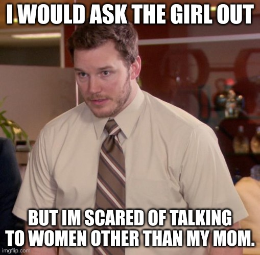 Afraid To Ask Andy | I WOULD ASK THE GIRL OUT; BUT IM SCARED OF TALKING TO WOMEN OTHER THAN MY MOM. | image tagged in memes,afraid to ask andy | made w/ Imgflip meme maker