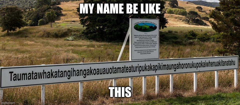 Long place name | MY NAME BE LIKE THIS | image tagged in long place name | made w/ Imgflip meme maker