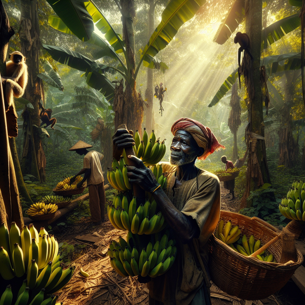Harvesting Bananas in the Jungle Blank Meme Template